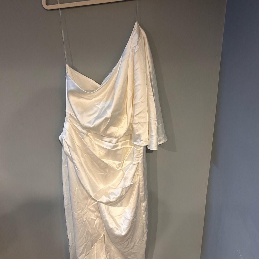 Pink Lily One Shoulder White Dress